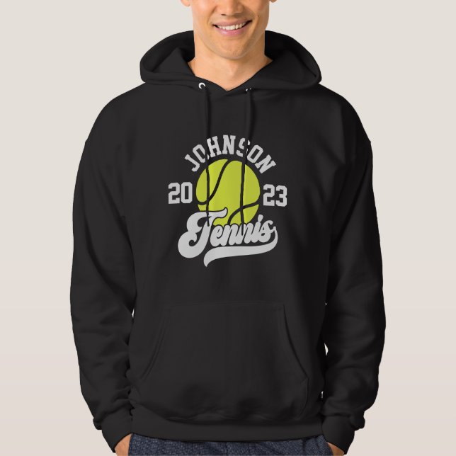 Personalised NAME Tennis Player Racket Ball Court Hoodie (Front)
