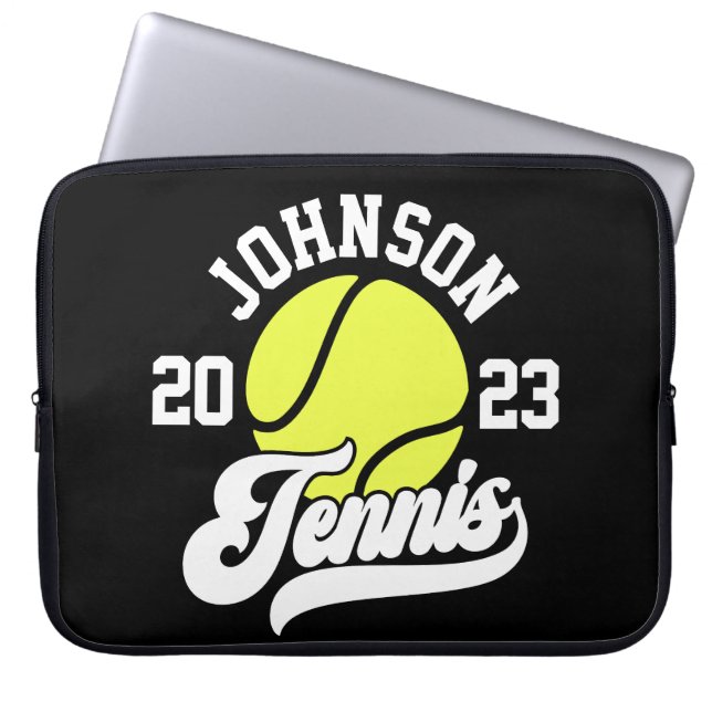 Personalised NAME Tennis Player Racket Ball Court Laptop Sleeve (Front)