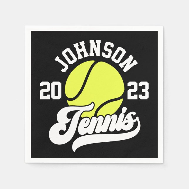 Personalised NAME Tennis Player Racket Ball Court Napkin (Front)