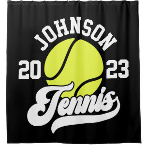 Personalised NAME Tennis Player Racket Ball Court Shower Curtain