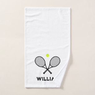 Personalised Name Tennis White Hand Towel