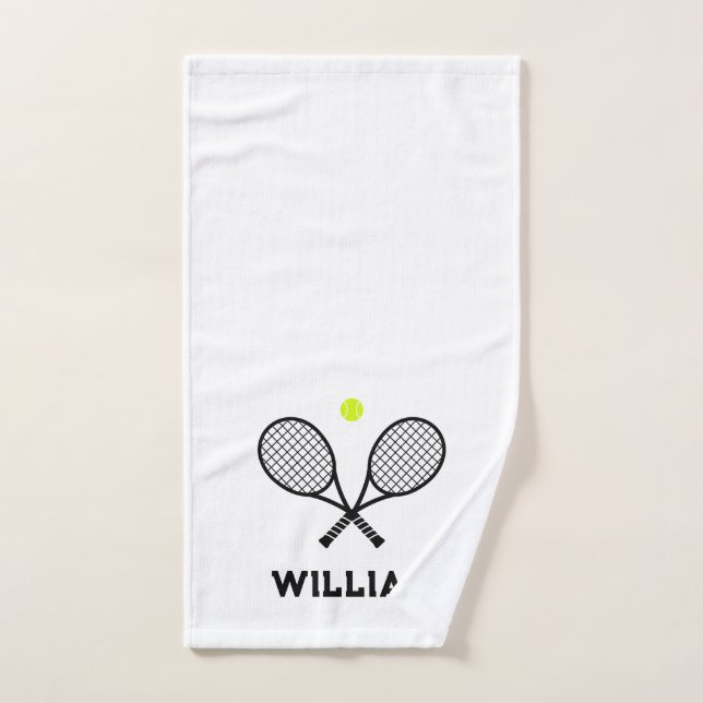 Personalised Name Tennis White Hand Towel (Hand Towel)