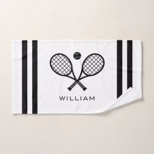 Personalised Name Tennis White Stripes Hand Towel
