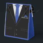 Personalised Name Text Black Suit Tie Gift Box<br><div class="desc">Personalised Elegant Black Suit with Blue Necktie MIGNED Design Your Gift Boxes - Add Your Name / Text with Customisation tool ! Choose font / size / colour ! Good Luck - Be Happy :)</div>