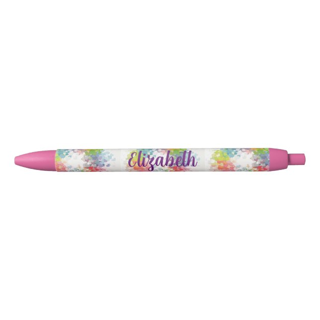 Personalised Name Text Cute Romantic Colourful Blue Ink Pen (Front)