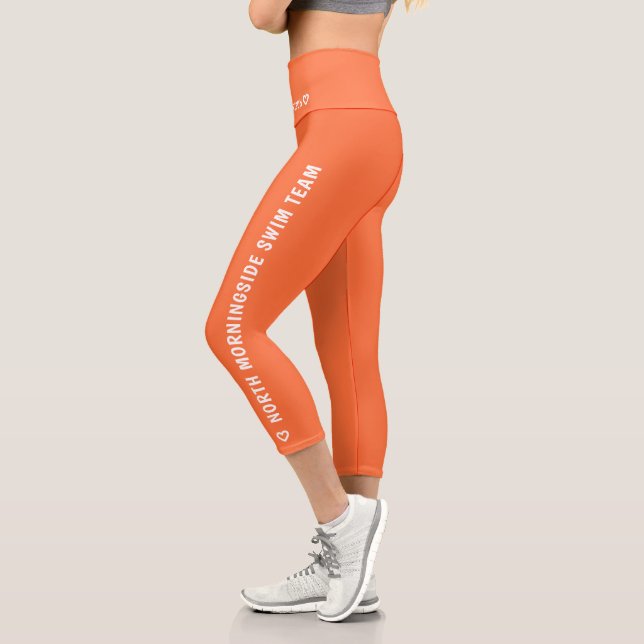 Personalised Name Text Logo Simple Orange Sport Capri Leggings (Left)