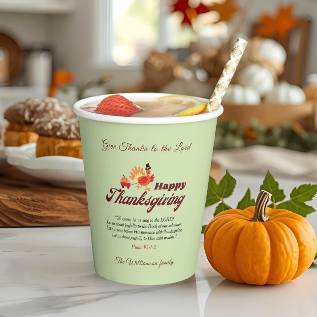 Personalised Name | Thanksgiving with Bible Verse  Paper Cups (Creator Uploaded)
