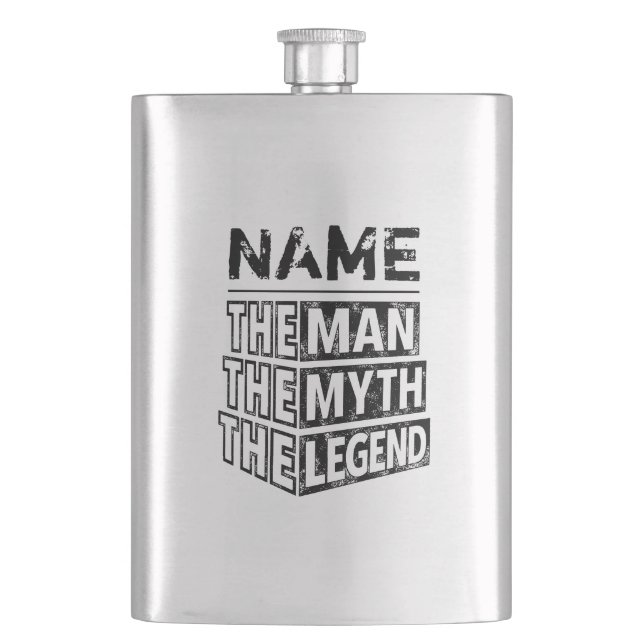 Personalised Name The Man The Myth The Legend Hip Flask (Front)