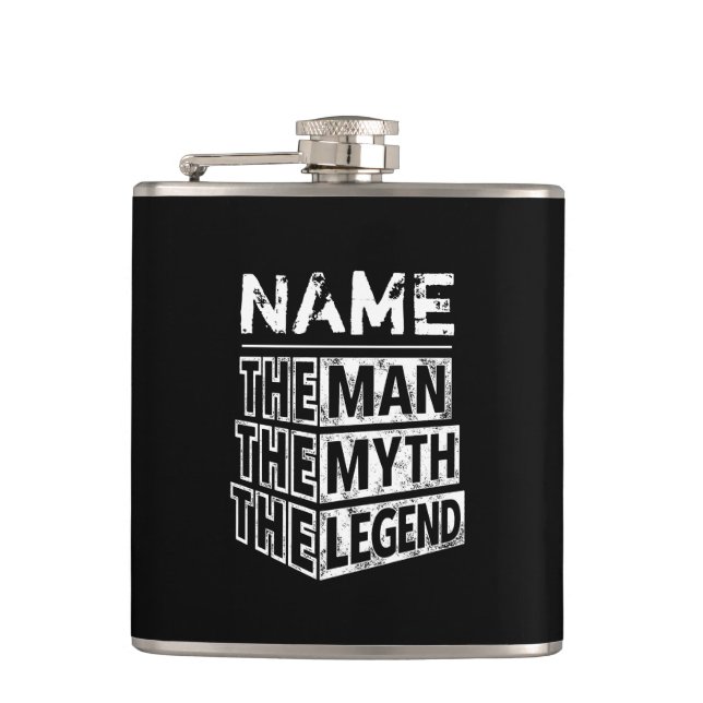 Personalised Name The Man The Myth The Legend Hip Flask (Front)
