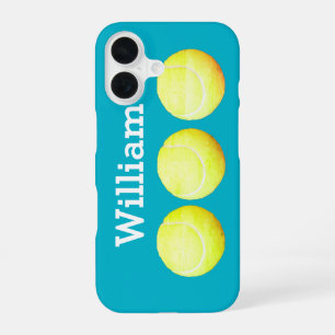 Personalised Name, Three Tennis Balls in a Row iPhone 16 Case