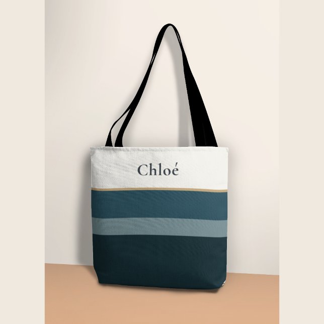 Personalised Name Tote Bag –Elegant Striped Design (Creator Uploaded)