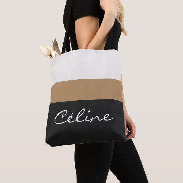 Personalised Name Tote Bag | Premium Stripe Design (Close Up)