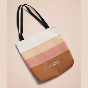 Personalised Name Tote Elegant Dusty Rose Striped Bag
