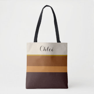 Personalised Name Tote –Elegant Earth Tones & Gold Bag