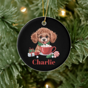 Personalised Name Toy Poodle Dog Lover Christmas  Ceramic Tree Decoration