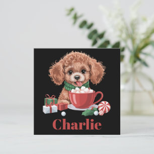 Personalised Name Toy Poodle Dog Lover Christmas  Holiday Card