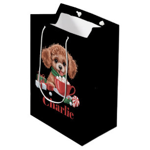 Personalised Name Toy Poodle Dog Lover Christmas  Medium Gift Bag