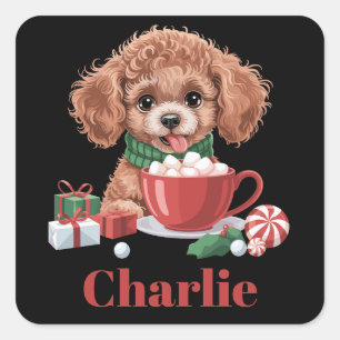 Personalised Name Toy Poodle Dog Lover Christmas  Square Sticker