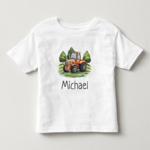 Personalised Name Tractor Farm Watercolor    Toddler T-Shirt