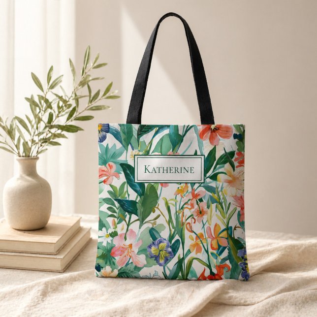 Personalised Name Tropical Floral Tote Bag (Creator Uploaded)