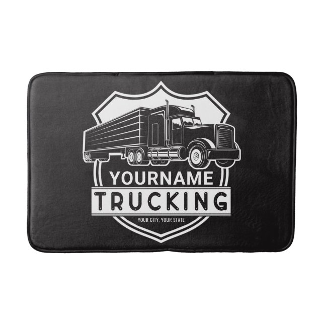 Personalised NAME Trucking Big Rig Semi Trucker   Bath Mat (Front)