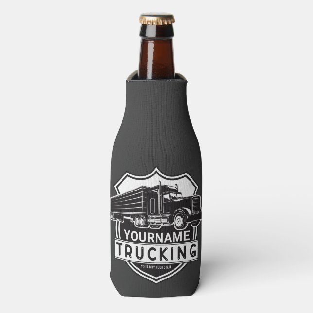 Personalised NAME Trucking Big Rig Semi Trucker   Bottle Cooler (Bottle Front)