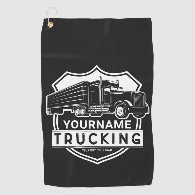 Personalised NAME Trucking Big Rig Semi Trucker  Golf Towel (Front)