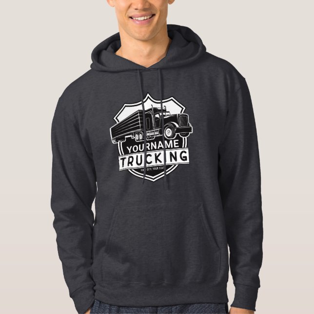 Personalised NAME Trucking Big Rig Semi Trucker  Hoodie (Front)