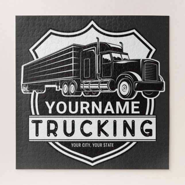 Personalised NAME Trucking Big Rig Semi Trucker  Jigsaw Puzzle (Vertical)