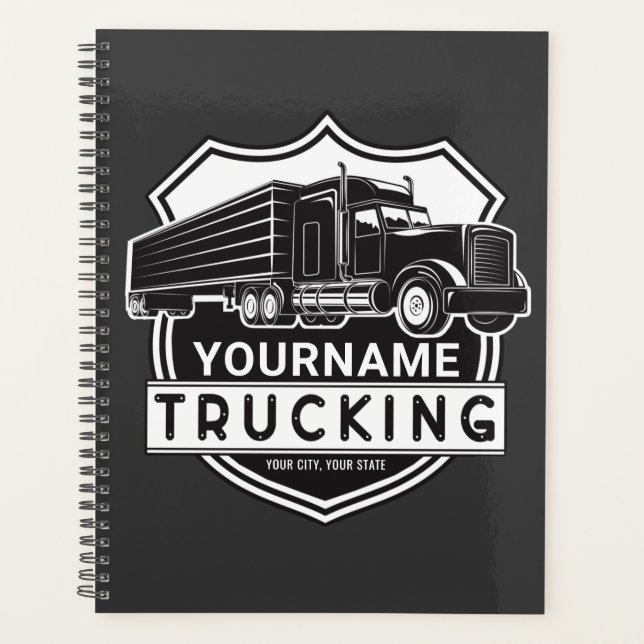 Personalised NAME Trucking Big Rig Semi Trucker   Planner (Front)