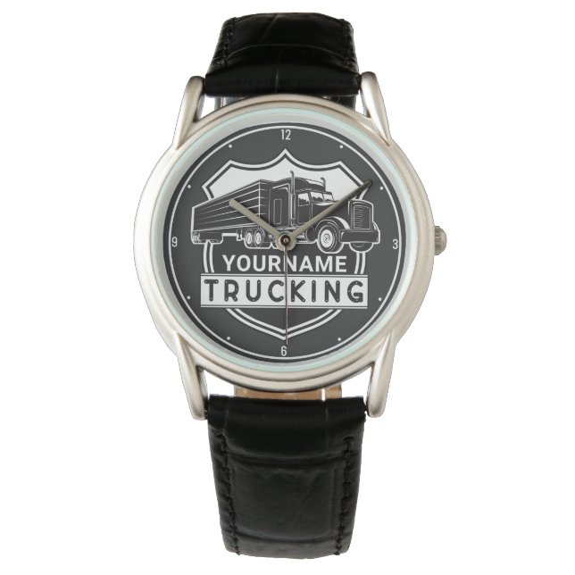 Personalised NAME Trucking Big Rig Semi Trucker Watch (Front)