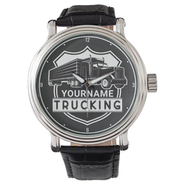 Personalised NAME Trucking Big Rig Semi Trucker Watch (Front)