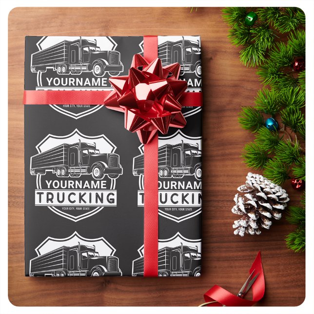 Personalised NAME Trucking Big Rig Semi Trucker  Wrapping Paper (Creator Uploaded)