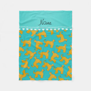 Personalised name turquoise afghan hound dogs fleece blanket