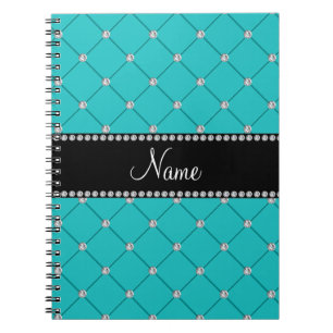 Personalised name Turquoise diamonds Spiral Notebook