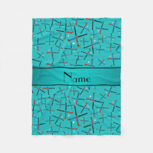 Personalised name turquoise field hockey fleece blanket