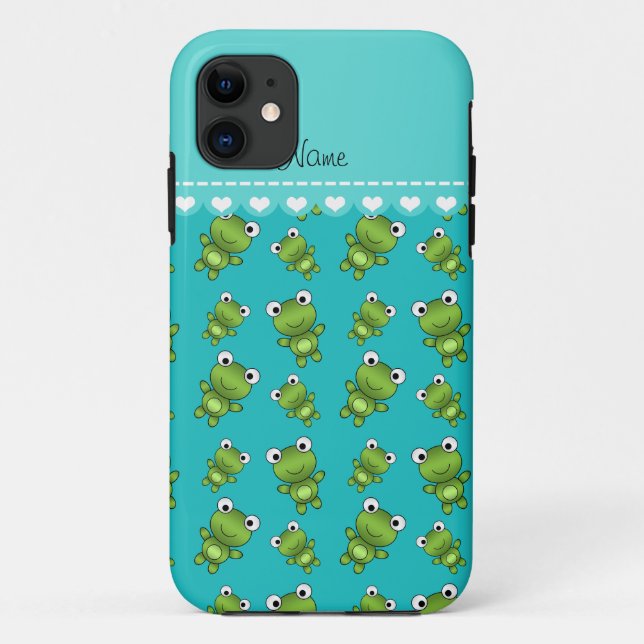 Personalised name turquoise frogs Case-Mate iPhone case (Back)