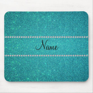 Personalised name turquoise glitter diamonds mouse pad