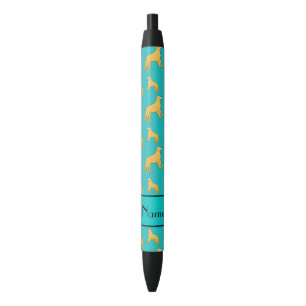 Personalised name turquoise Golden Retriever dogs Black Ink Pen