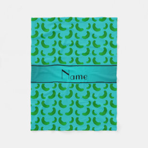 Personalised name turquoise green pickles fleece blanket