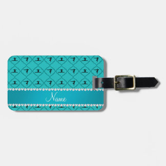 Personalised name turquoise moroccan gymnastics luggage tag