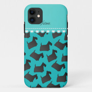 Personalised name turquoise scottish terrier dogs iPhone 11 case
