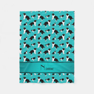 Personalised name turquoise Shetland Sheepdogs Fleece Blanket