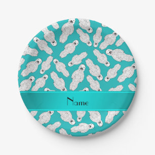 Personalised name turquoise spotted seal paper plate