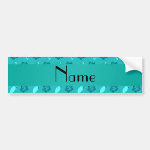 Personalised name turquoise surfboard pattern bumper sticker
