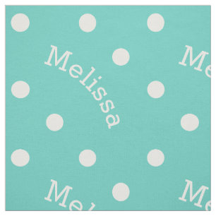 Personalised Name Turquoise Teal Blue Polka Dot Fabric