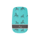 Personalised name turquoise unicorn pattern