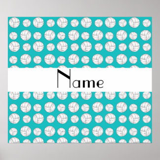 Personalised name turquoise volleyball balls poster