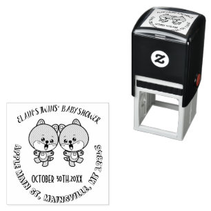 Personalised name Twins Baby Shower  Self-inking S Self-inking Stamp
