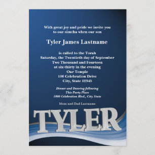 Personalised Name Tyler Bar Mitzvah Invitation